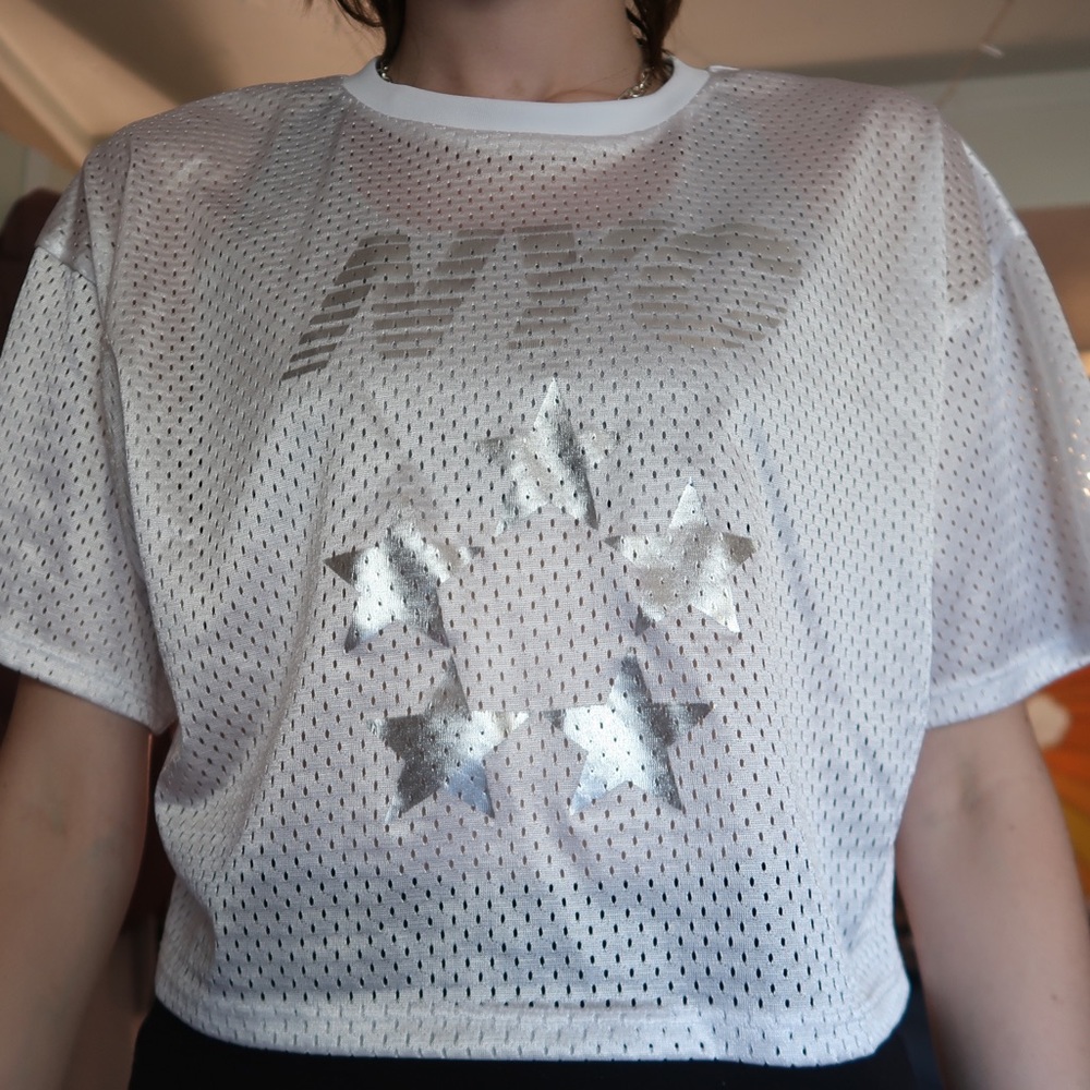 Forever 21 White mesh Cropped T-shirt